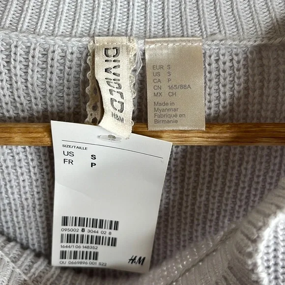 H&m Ruffled Ribbed Cropped Sweater - B47 - Picture 2 of 5